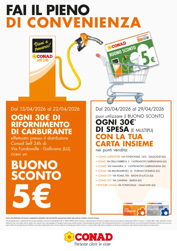 Conad — Conad - Buono Sconto 5€ Distributore Gallicano